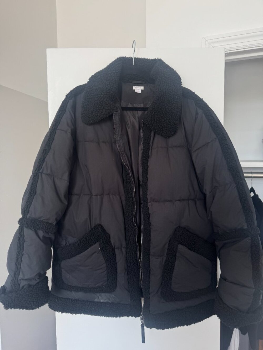 Kimchi Blue super warm puffy barn coat w/ faux shearling